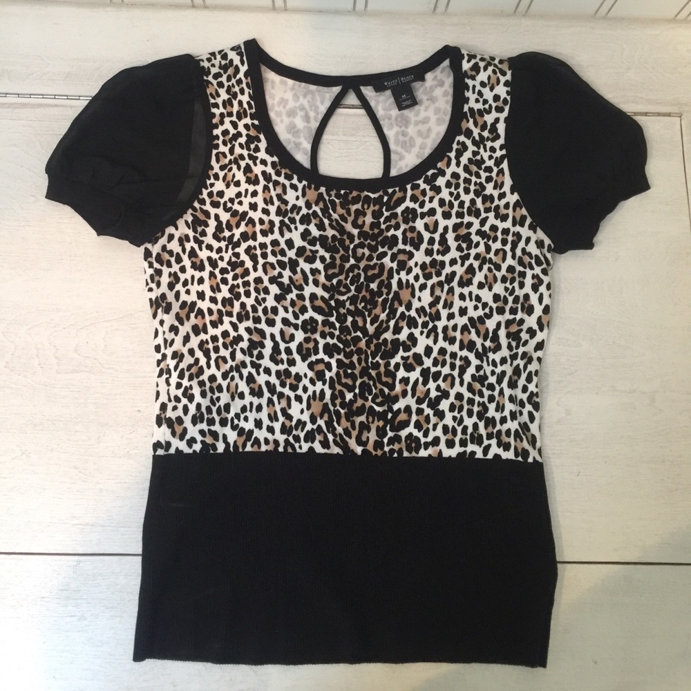 White House Black Market Leopard Print Blouse Top